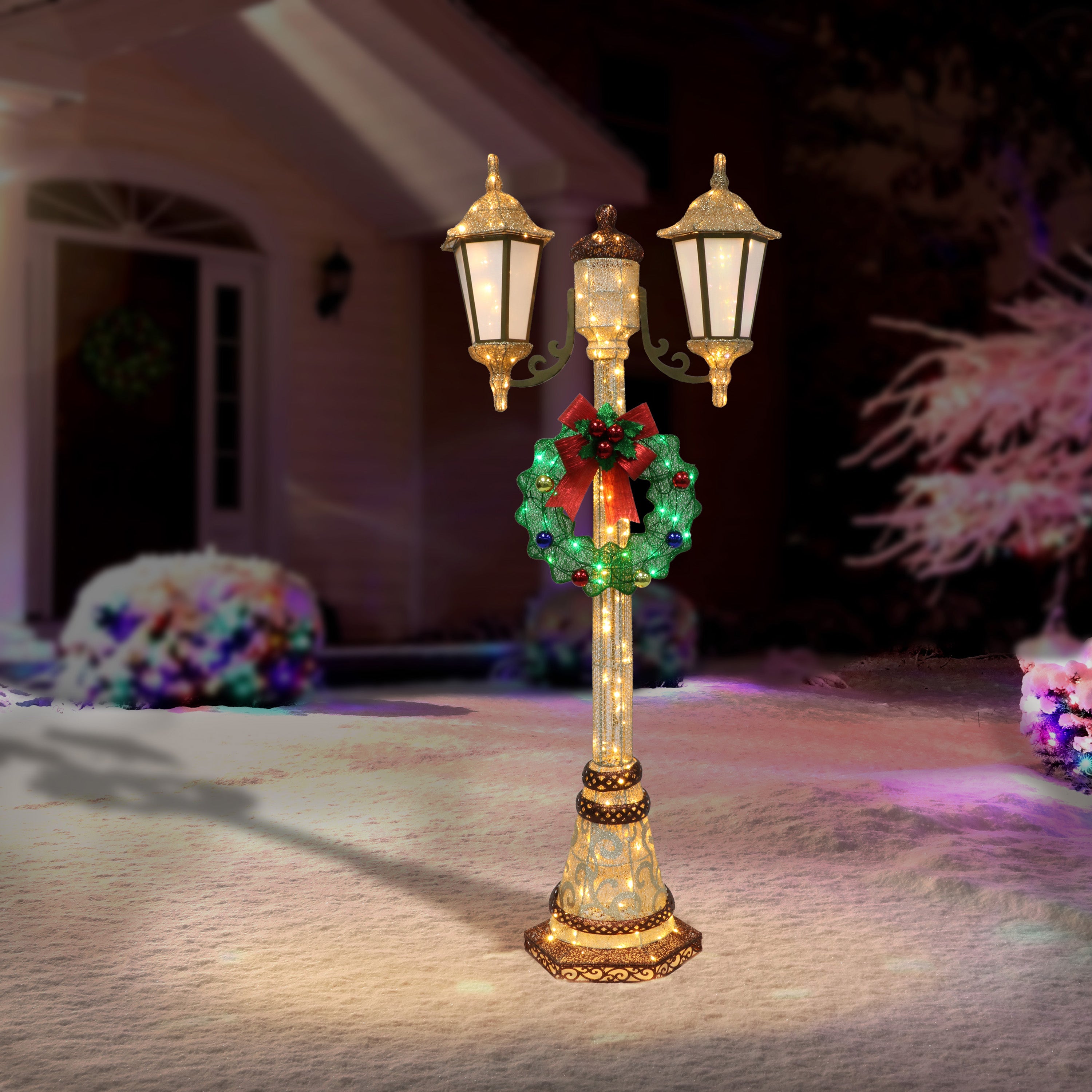 72in Lighted Outdoor Lamp Post